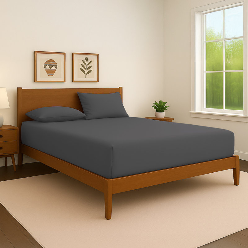 40cm Extra Deep Fitted Sheet – Soft Microfiber, Wrinkle-Free, Cooling, Elastic Corners, Charcoal, Single (3')