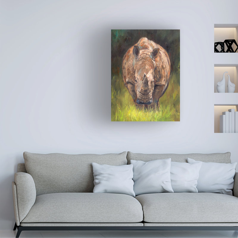 «David Stribble Rhino» sur toile tendue, H 14 po x l 19 po