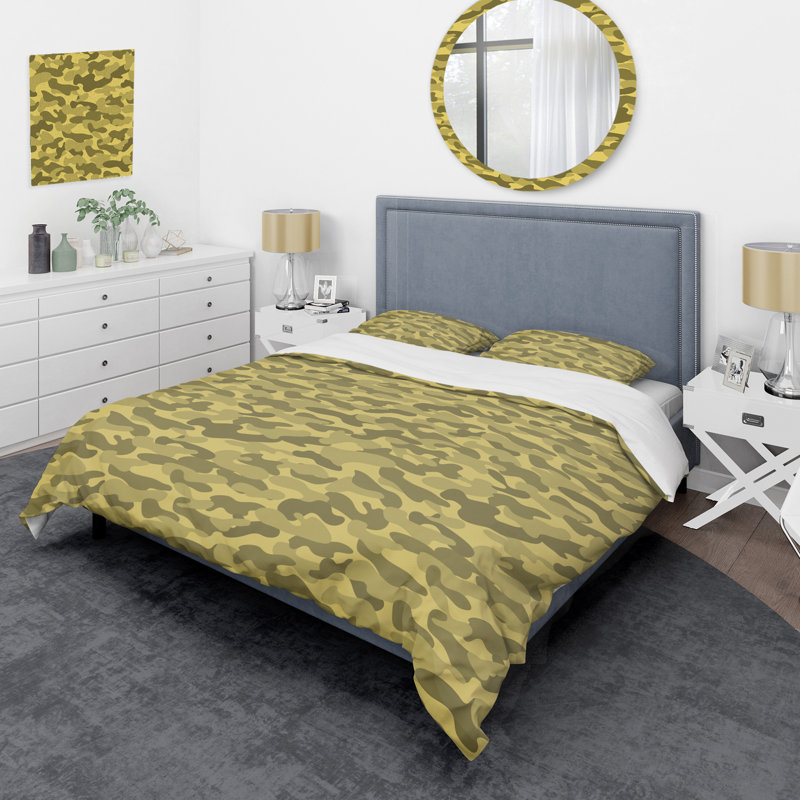 Camouflage Yellow Polyester Camouflage Duvet Cover