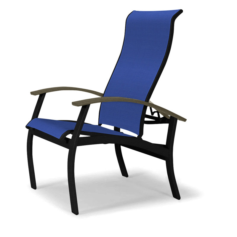 Chaise de patio Askar, Atlantis bleu royal Sunbrella®, Beachwood, Noir texturé