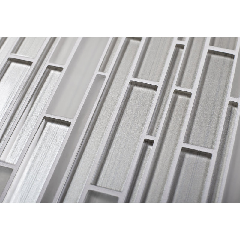 11.8" x 12.2" Glass Mosaic Tile, White