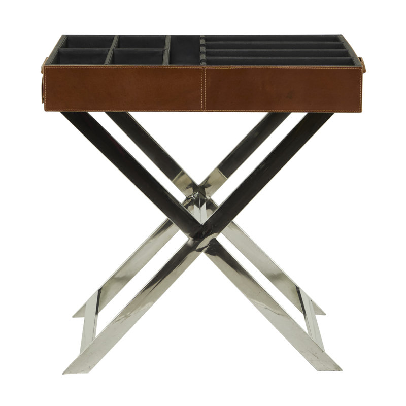 Porte-bouteilles en acier inoxydable Milt Modern, Brun