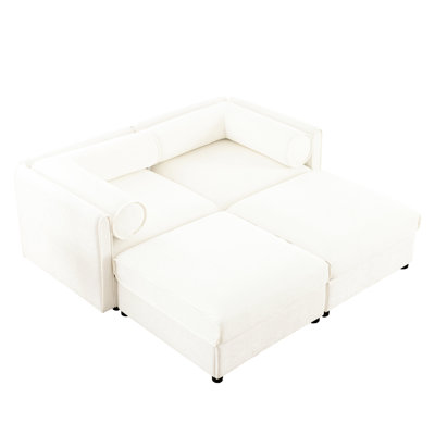 2 White Chenille With Storage : Ergonomic & Fashionable Choice Modern Fabric And Storage: Functional