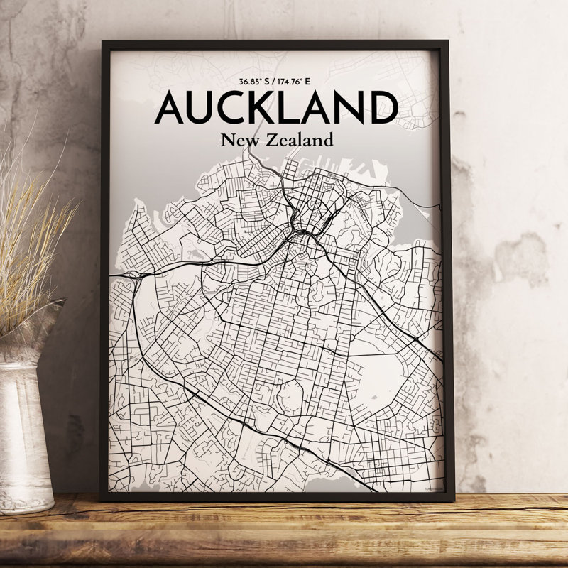 Auckland City Map - No Frame Print, 50.8cm H x 40.6cm W x 0.13cm D