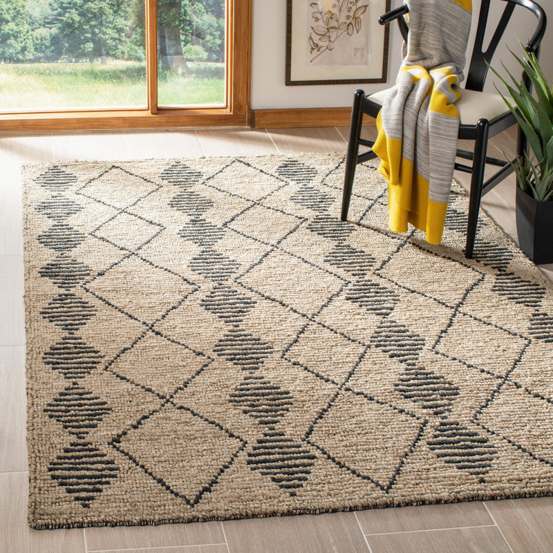 Trotter Hand Woven Jute Pile Geometric Rug, Rectangle 5' x 8'