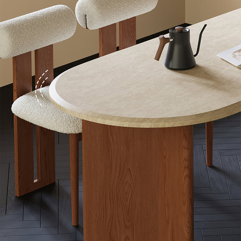 Table elliptique en bois massif pour un usage domestique, H 29,52 po x L 62,99 po x l 31,49 po