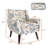Davey Upholstered Pattern Leaf Linen Blend Tufted Wide Back Armchair with Solid Wood Leg-1897452733