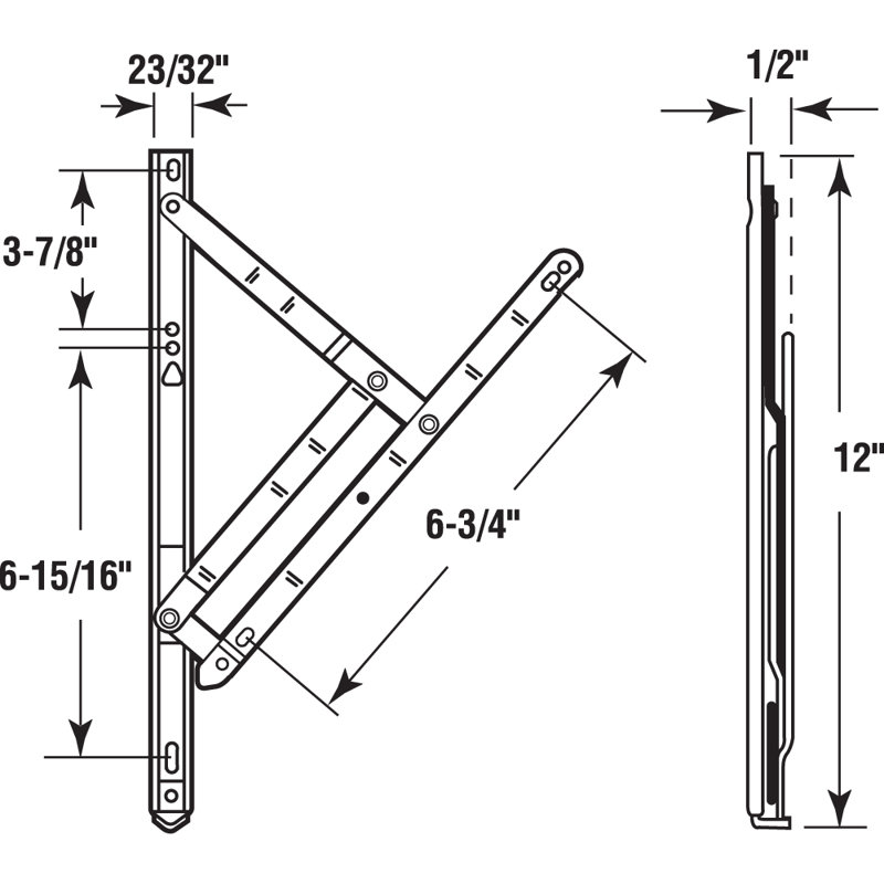 Fenêtre à battant ou à 4 battants en acier inoxydable Prime-Line, H 17,3 po x l 3,8 po x P 0,65 po