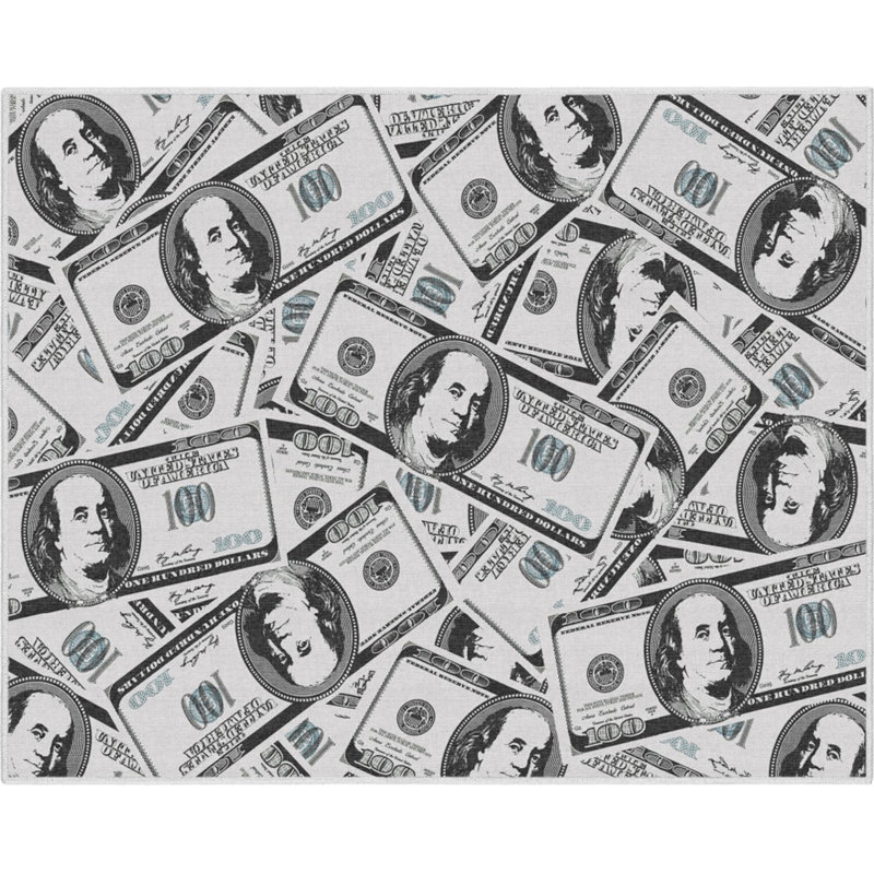  Money Dollar Stacked Modern Green Novelty Area Rug, Rectangle 9'10" x 13'