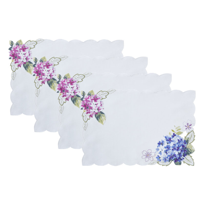 Oday Spring Hydrangea Floral Cutwork Placemats