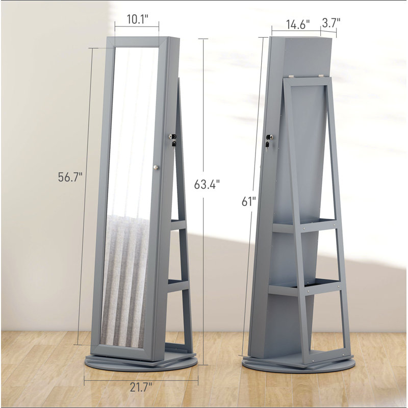 Miroir robuste, miroir pivotant sur 360 °, avec tablettes de rangement