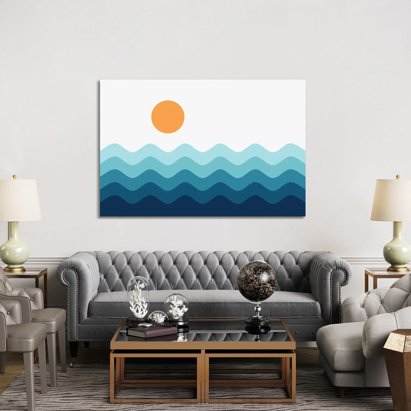 Paysage abstrait, impression d’art graphique, Pas de tapis, H 18 po x l 26 po x P 1,5 po, Toile tendue