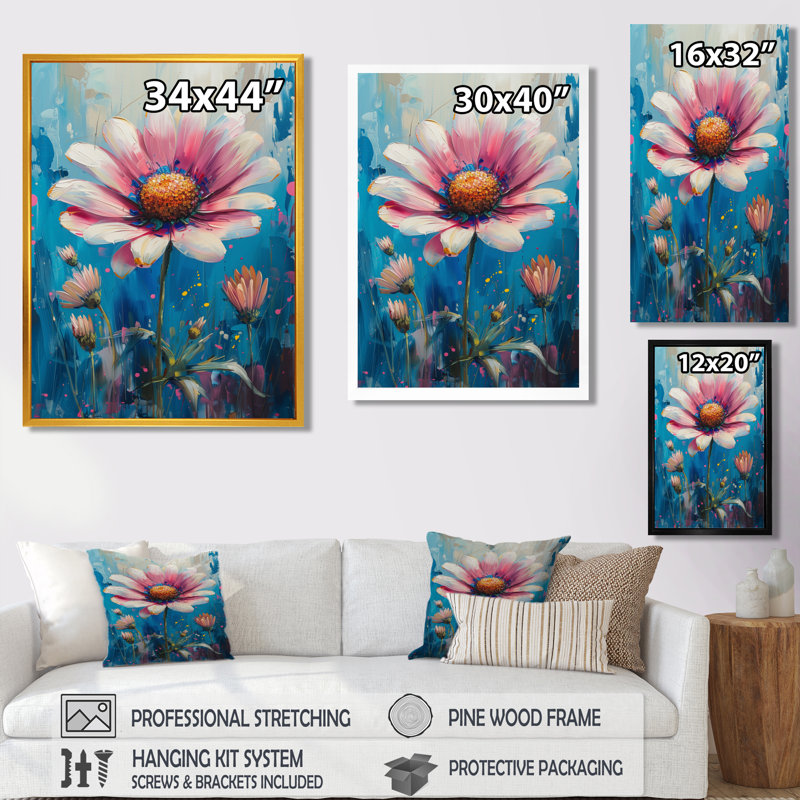 Décoration murale fleurs bleues et bleues vibrantes II - Bleuet, H 20 po x l 12 po x P 1 po, Toile tendue