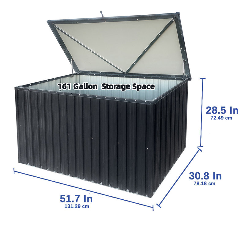 Boîte de rangement pour l'extérieur en métal, H 28,5 po x l 51,7 po x P 30,8 po