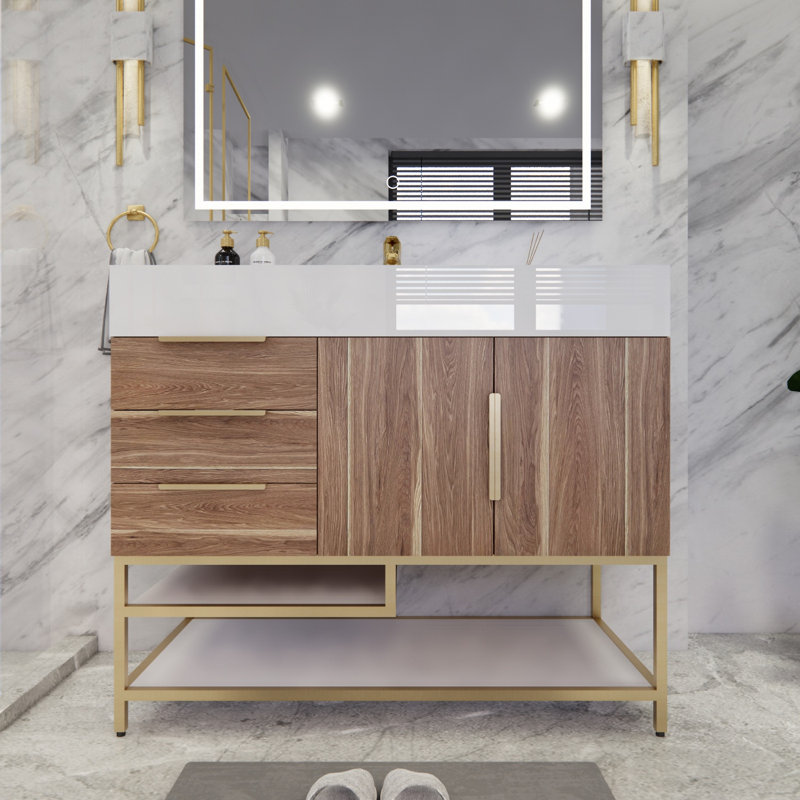 Ensemble de meuble-lavabo simple 42 po Glasgow, Chêne blanc foncé
