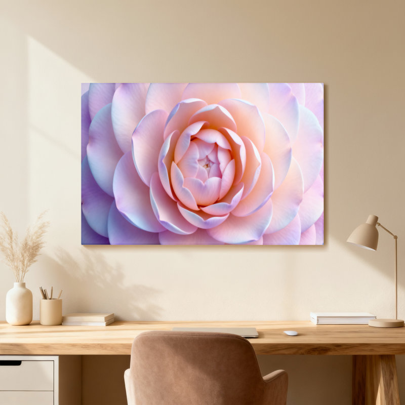 Plantes et fleurs, motif de fleurs rose pastel doux, H 12 po x l 18 po, Toile tendue, Ne s’applique pas