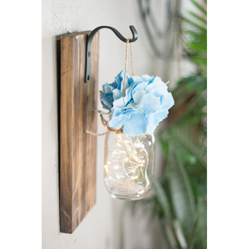 Handmade Farmhouse Plants & Flowers Wall Decor on Wood, Blue