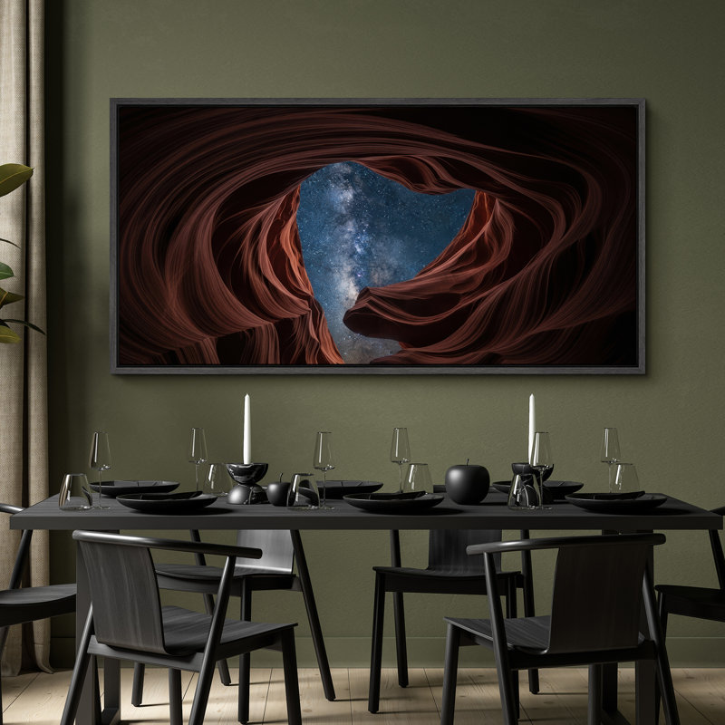 Art mural sur toile Antelope Canyon Night Sky View, Noir, H 30 po x l 60 po