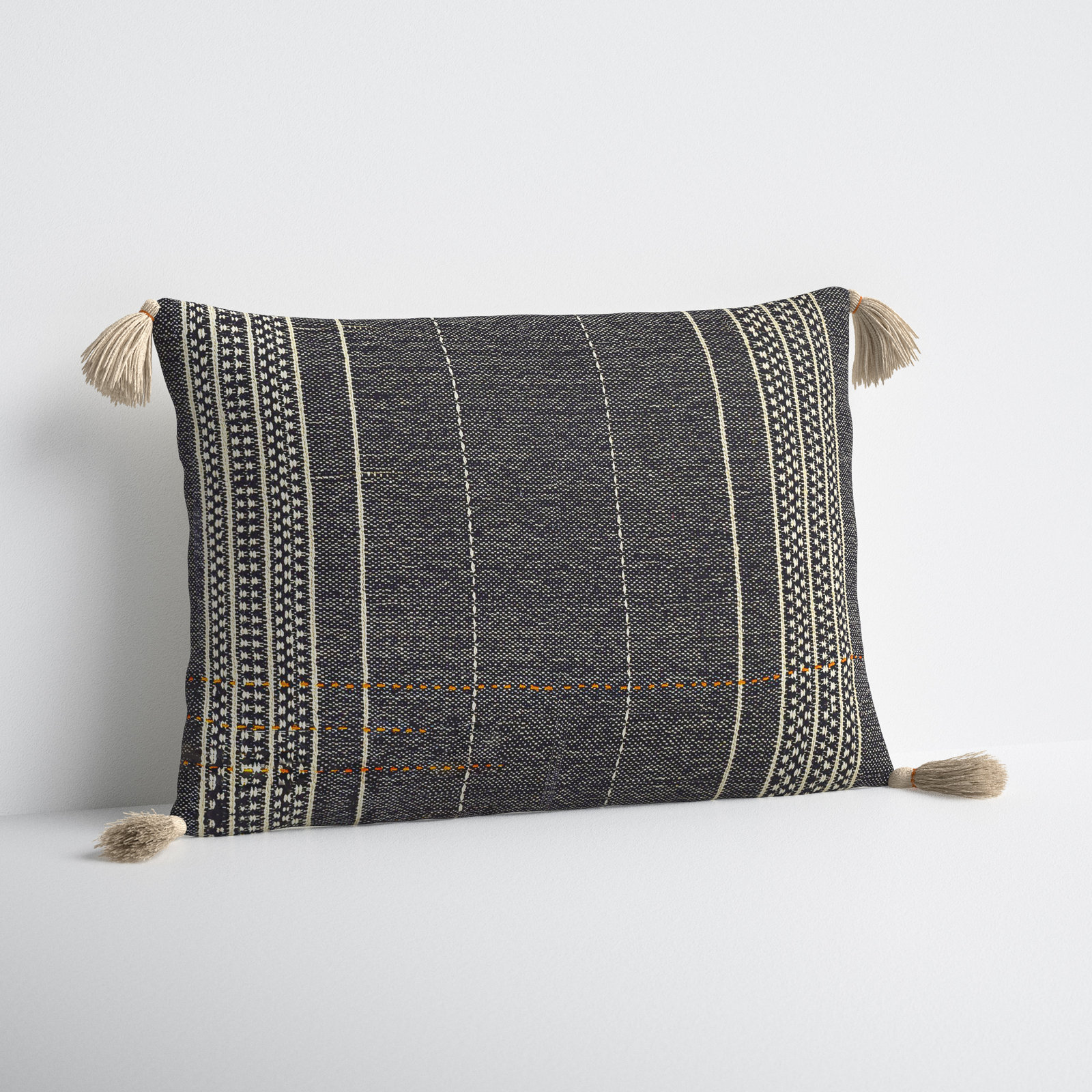 Gordon Embroidered Cotton Lumbar Throw Pillow, No Fill