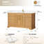 Meuble-lavabo simple 60 po Epworth en brun naturel avec plateau en pierre de quartz blanc soyeux Epworth-271129518