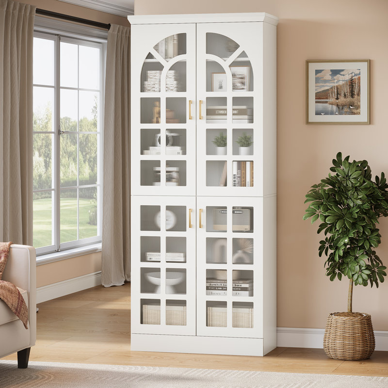 Armoire de rangement avec tablettes réglables et lumières DEL (blanc), Blanc