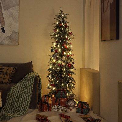 Arbre de Noël artificiel 6 pi avec support en métal stable pour la décoration des Fêtes