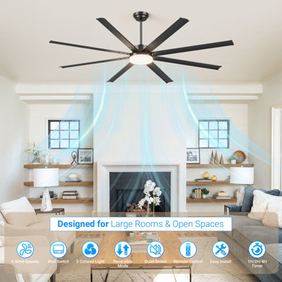 Ventilateur de plafond industriel de 88 pouces avec moteur PM CC et lumière