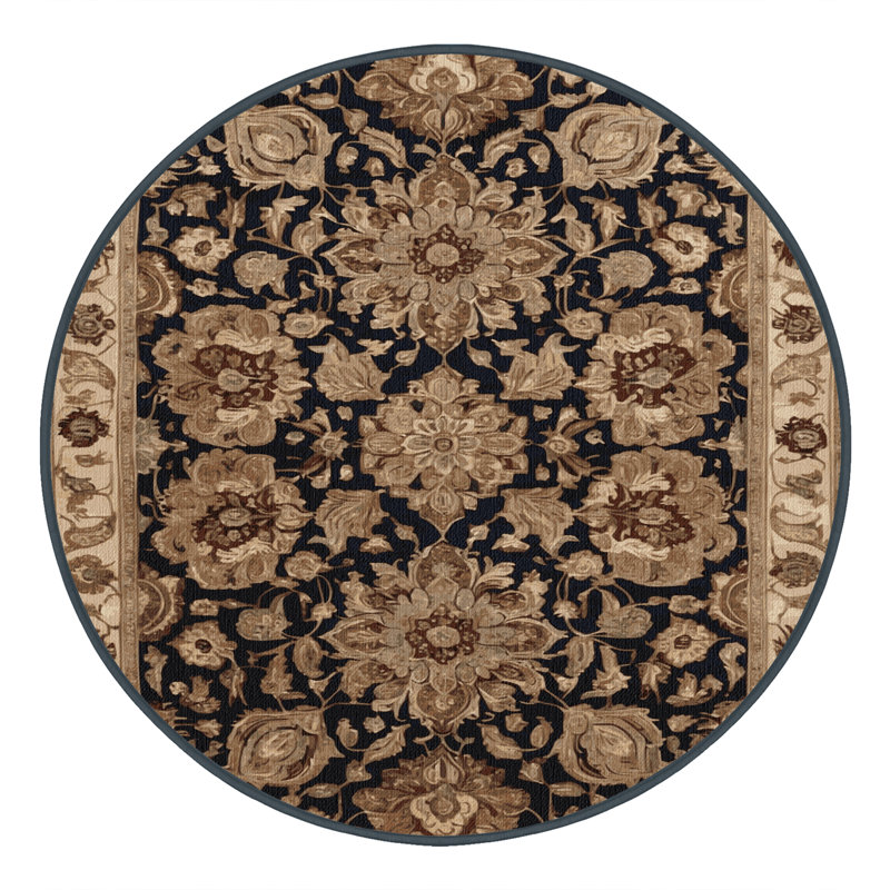 Tapis brun lavable à la machine, Rond 6 pi