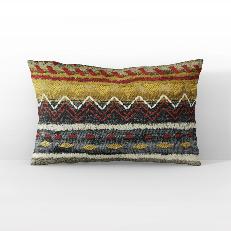 Geometric Linen Reversible Throw Pillow, 20" x 26", Lumbar Pillow