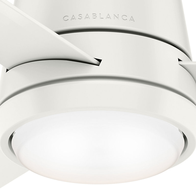 54" Commodus 3 - Blade LED Flush Mount Ceiling Fan with Wall Control and Light Kit Included, Fresh White