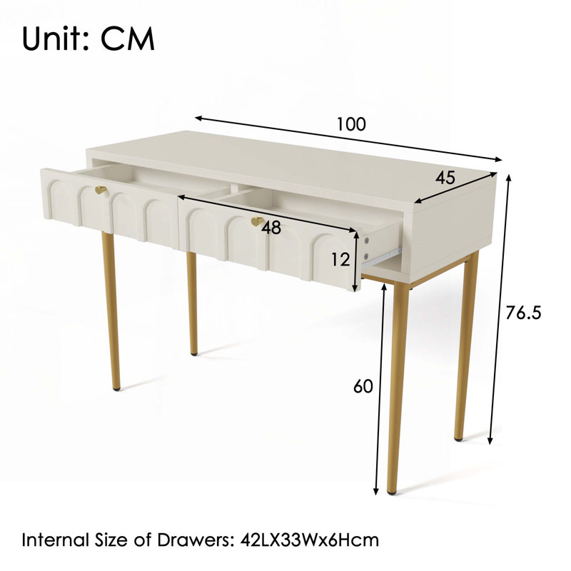 Wood Console Table with 2 Drawers ,Four Legs
