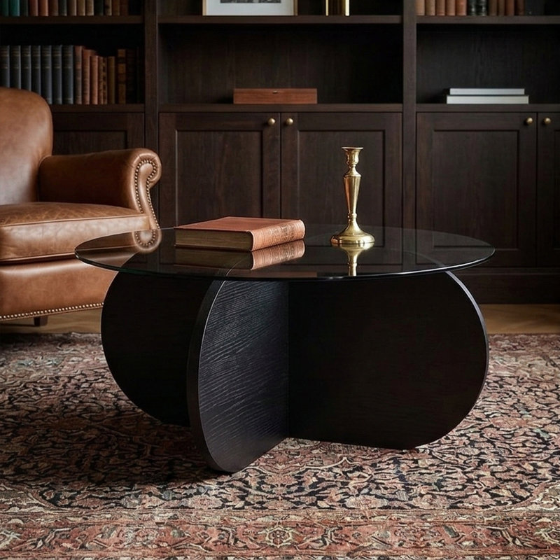 Table basse Arlo, Fumée, Bois noir