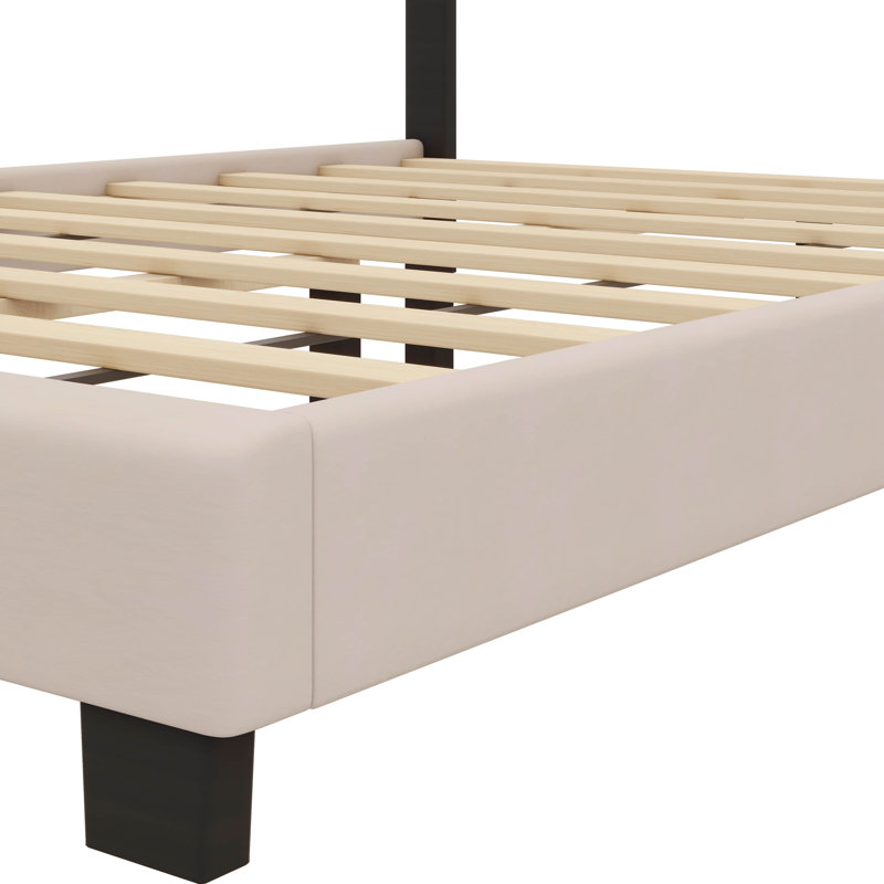 Lit à panneau tapissier Kesean, Grand, Beige