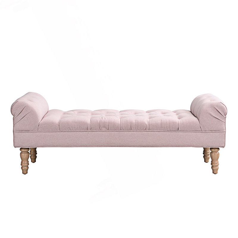Banc de bout capitonné à boutons, Rose