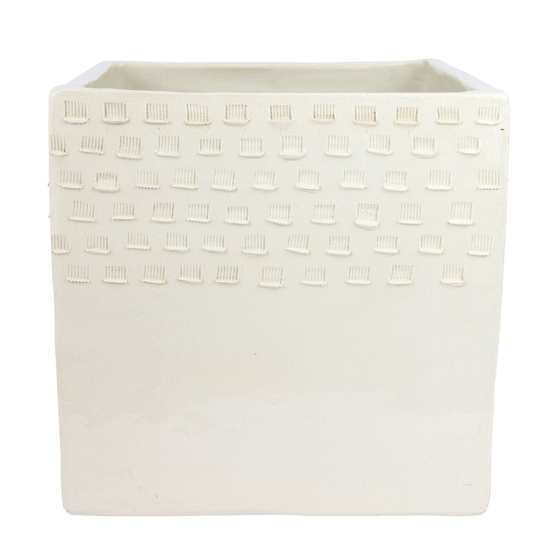 Rustic Garden Square Outdoor Planter, Large, Ivory
