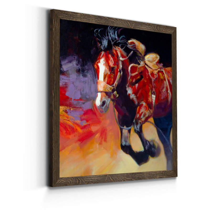 Driving Horses II-impression sur toile, Cadre noyer, H 21 po x l 21 po x P 1 po