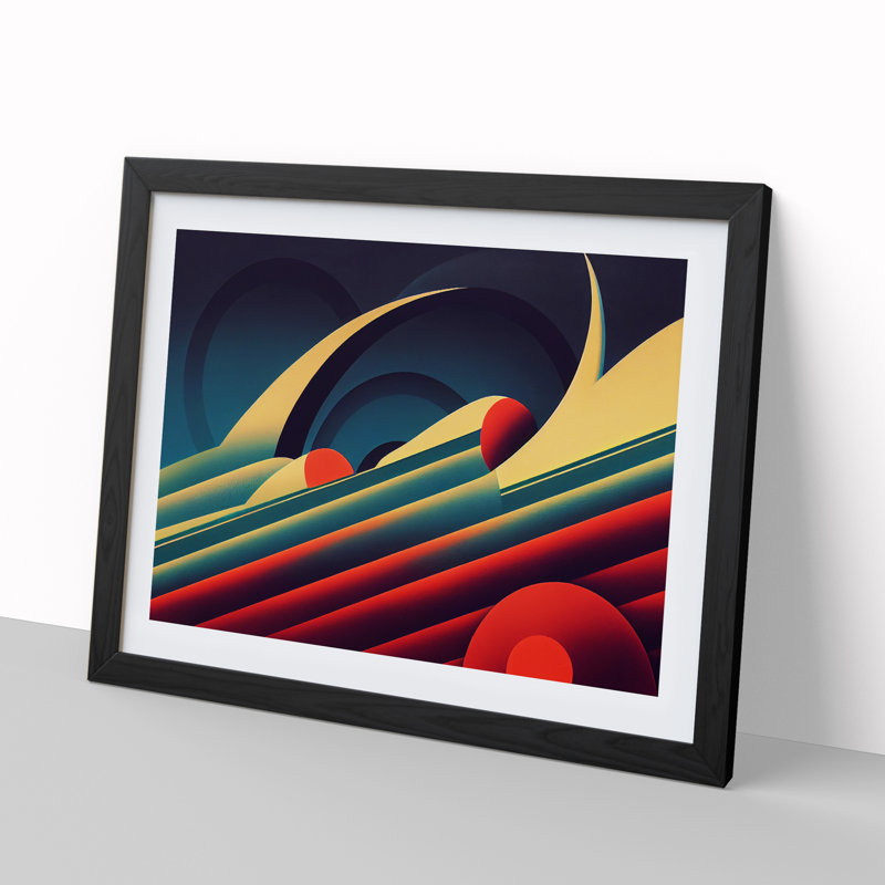 Expressive Modern Abstract 1 Piece Single Picture Frame Wall Art, 46cm H x 64cm W x 2cm D, Black Framed