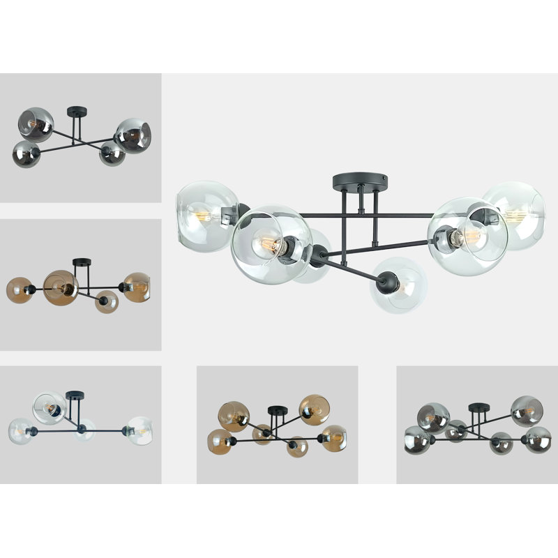 Odilon Glass Semi Flush Mount, Clear