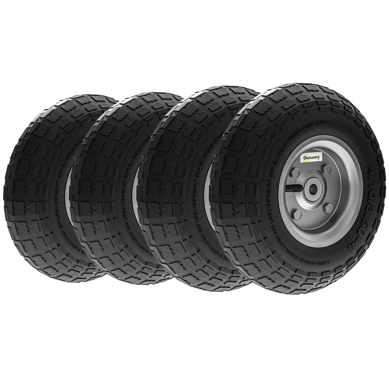 Ensemble de 4 roues pour chariot 10 "