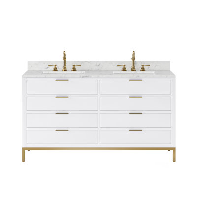 Gervais 60'' Double Bathroom Vanity with Marble Top