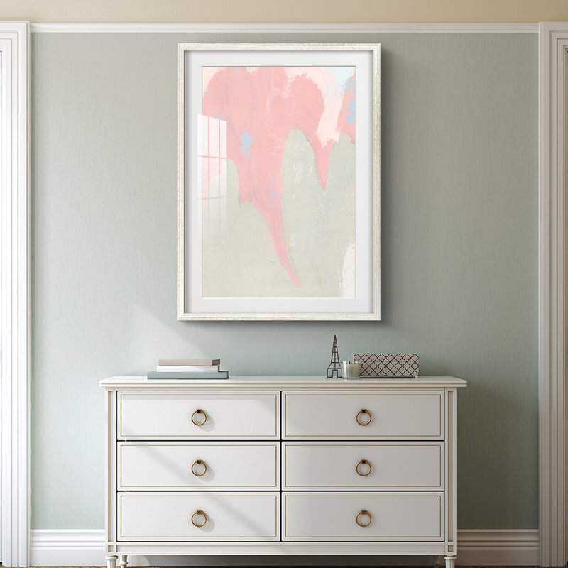 Blush Abstract IV - impression encadrée, H 28,5 po x l 20,5 po, Blanc