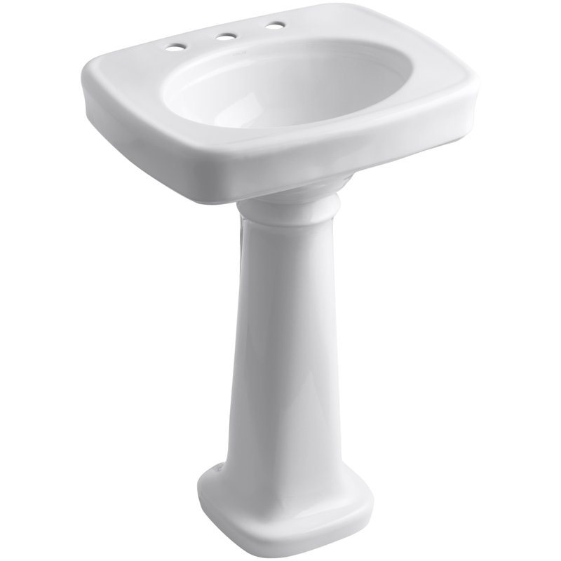 Bancroft 28" Tall Ceramic Vitreous China Rectangular Bathroom Sink, Sandbar, 8" Centers, 35.25" H x 21" W x 24" L