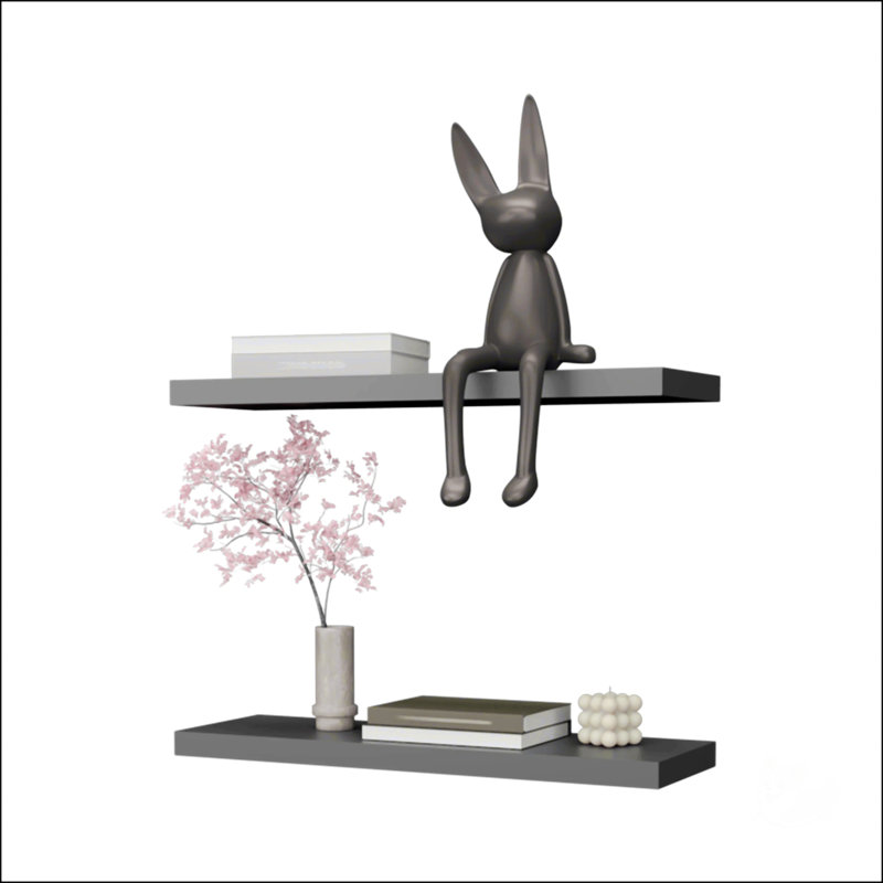 Matt Grey Floating Shelf, Gray