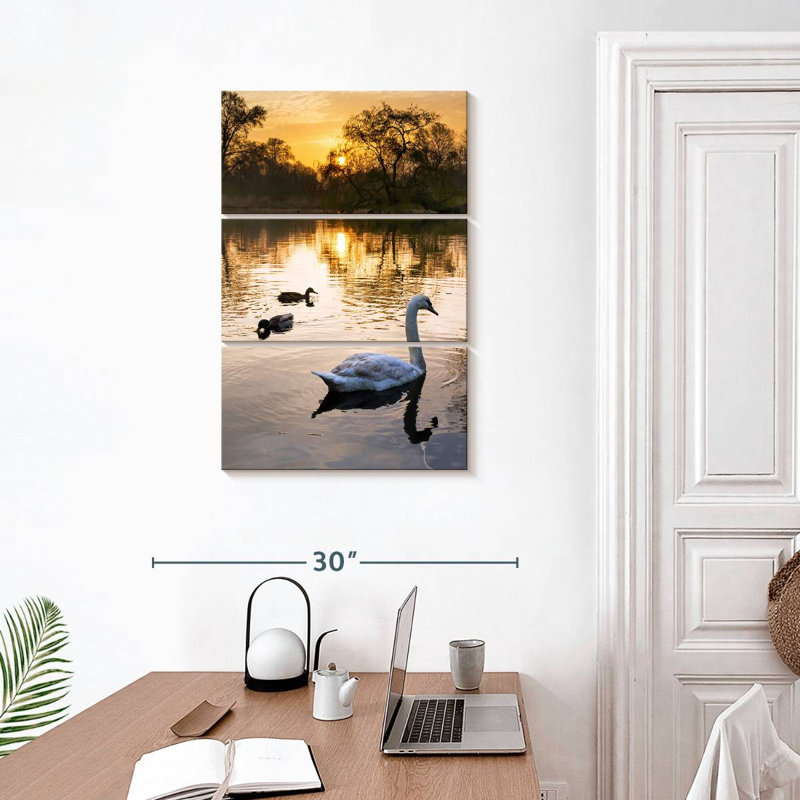 Brampt Vondelpark Swans At Sunrise, 32" H x 20" W