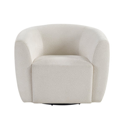 Modern Performance Fabric Upholstered Barrel Swivel Accent Chair for Living Room, Ivory – Briana by Pipp & Liv