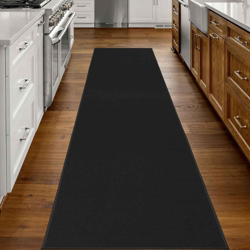 Ottohome Black Runner Rug, Black, Runner 2'2" x 6'