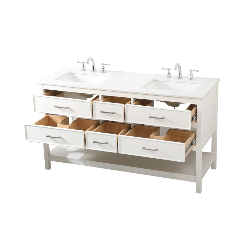 Ensemble de meuble-lavabo double 60 po Sinclaire, Blanc