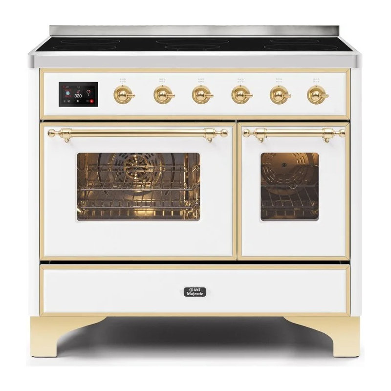 Majestic II 40" Freestanding Induction Range, White/Brass