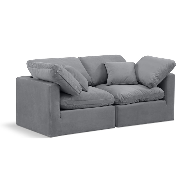 Itala 70" Upholstered Loveseat, Grey Velvet