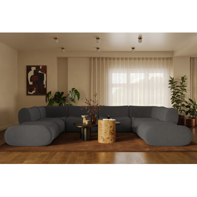 Chue Charcoal Gray Upcycled Fabric Modular U-sectional